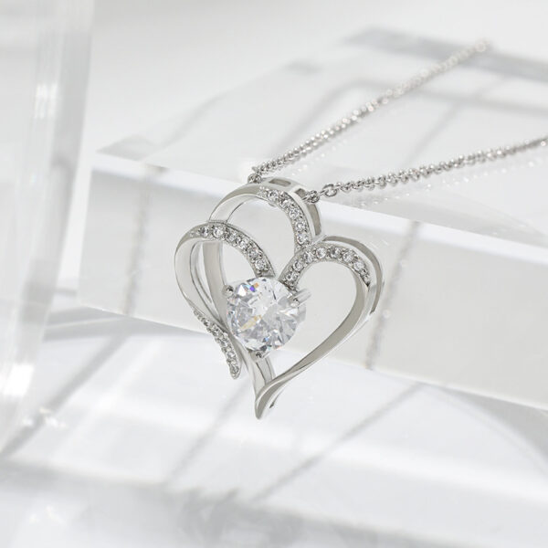 Zircon Double Love Necklace With Rhinestones Ins Personalized Heart-shaped Necklace Clavicle Chain Jewelry For Women Valentine's Day - Image 3