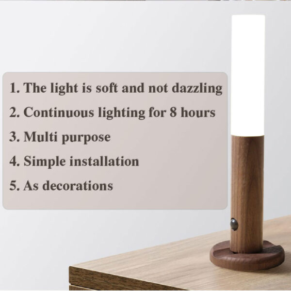 Auto LED USB Magnetic Wood Wireless Night Light Corridors Porch Lights PIR Motion Sensor Wall Light Cabinet Lamp - Image 8